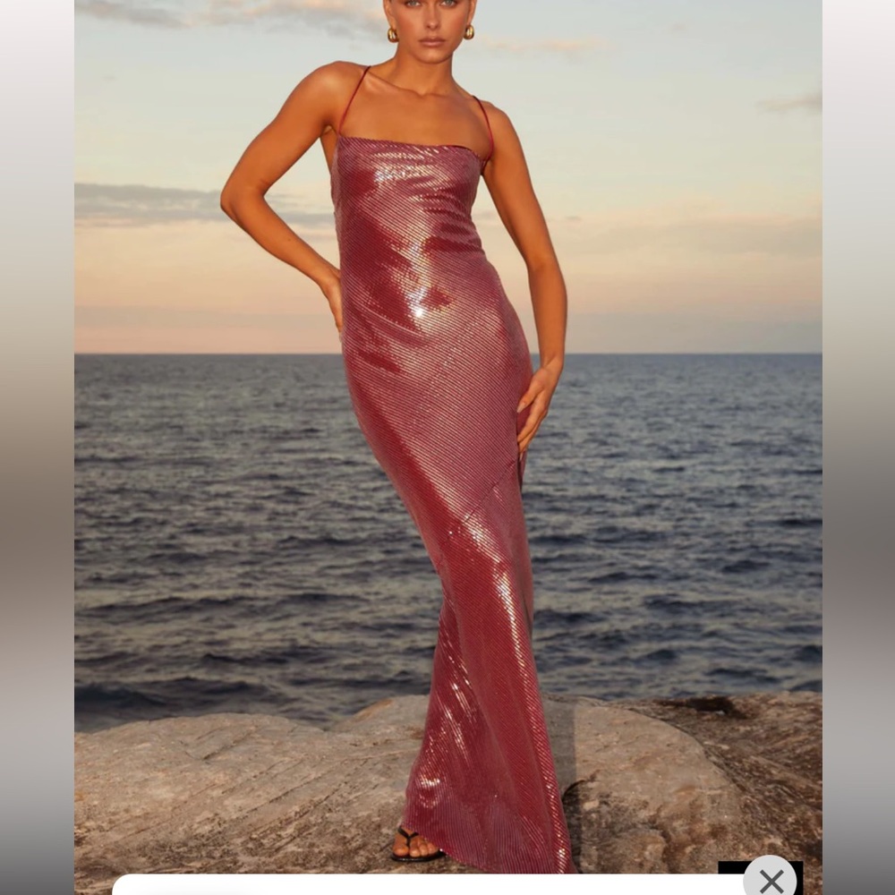 NWT Peppermayo Maroon Sequin Maxi dress, size 6